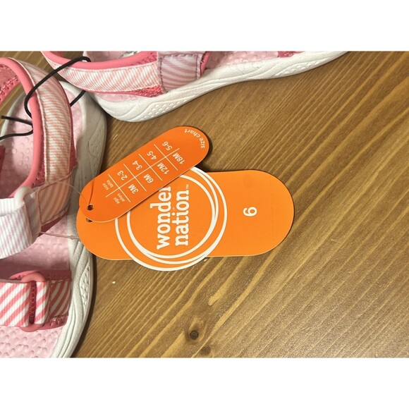 Wonder Nation Infant Toddler Girls Size 5 Sandals Pink Stripe Adjustable NWT - Picture 6 of 8